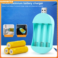 【Ready stock】 Battery Charger Rechargeable 3 Slots Fast Charging USB Output Universal AAA/AA Battery Station Tools Home Supplies