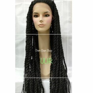 Lace wig kepang ulir keriting halus wig gimbal rambut palsu -