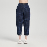 江戶勝 日系 男裝 雷射圖騰錐形牛仔褲(酵洗藍) #褲子#牛仔褲