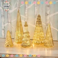 YEWW Set of 5 Illuminated Mercury Glass Trees, Creative Versatile Mercury Glass Christmas Trees,  Wi