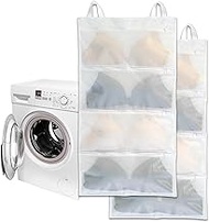 Laundry Bra Bags, 2pcs, Holds 8 E-H cups sizes, Cleans, Drys, Storage and Dust-proof 4-in-1, Cleans Better Than a Single Laundry Bag, High Storage Efficiency, Suitable for Washer Dryer and Closet