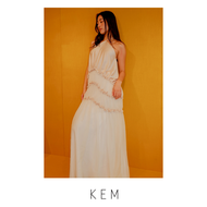 Kemissara Set (Coral Halter maxi top & Skirt) - Cream (Pre order 7-10 day)