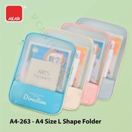 A4-263 Beg Dokumen A4 Berzip/ Transparent Mesh Book Bag – L-Shaped Zipper Storage Pouch for Student 