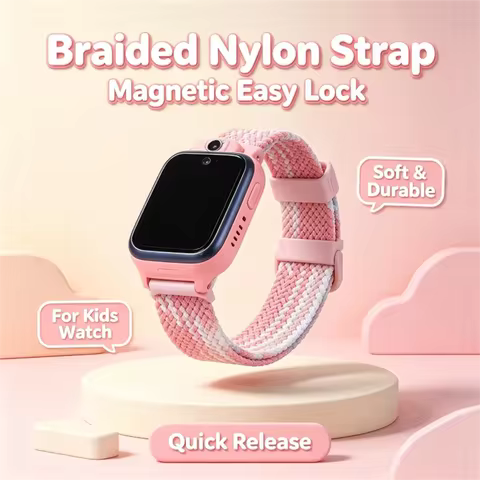 Braided Nylon Magnetic Watch Strap 15mm/17mm Kids Smart Watch Breathable Elastic Wristband Fit for X
