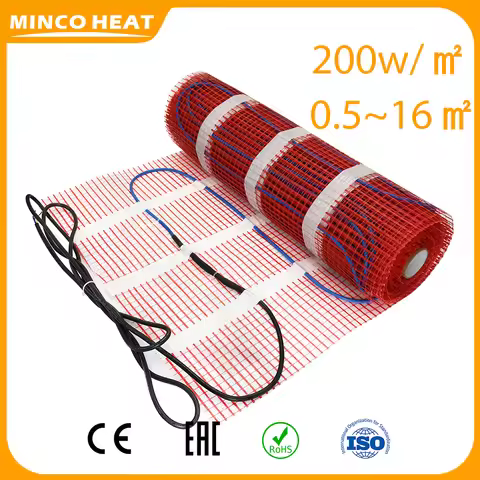 Minco Heat 200w/㎡0.5~16㎡ Tile Cement Heating Flooring Cable Electric Warm Mat Twin Conductor Electri