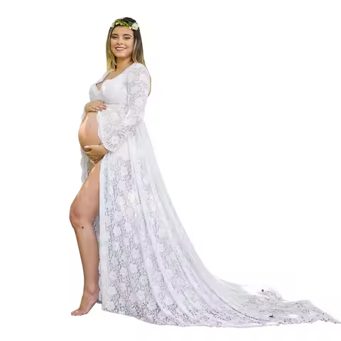 Maternity Gown Maternity Photography Props Long Lace Dress Pregnant Dress For Photo Shoot Maternity