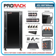 PRORACK 42U 600x800mm Server Data Rack Cabinet (For Self-Assembly) 8 x Side Fan (4x Each Side)