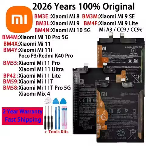 Original Battery For Xiaomi Mi 8 9 10 11 11i 11T Ultra SE Lite 5G Batteries BM55 BM58 BM59 BM3L BM3M