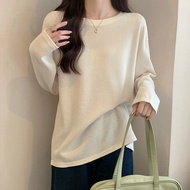 【From Perak】ProMan blouse women baju t shirt plain waffle round neck korean style Casual long sleeve