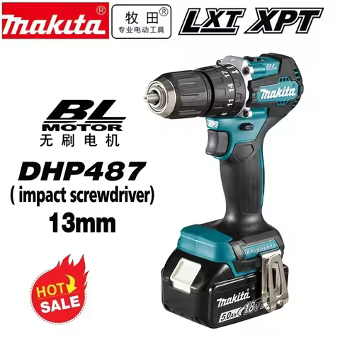 Makita DHP487 18V LXT Brushless Cordless Impact Drill Motor Compact Hammer Driver Rechargeable Screw