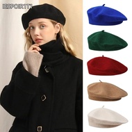 IESPOIR1T1 Winter Wool Berets Hat, Solid Color Warm Plain Cap, Fashion Retro All Matched Elegant Fre