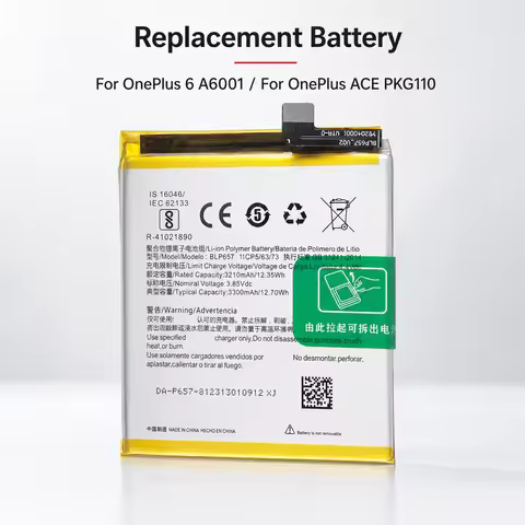 Replacement Battery BLP657 BLPB23 for OnePlus 6 A6001 OnePlus ACE 5 PKG110 Phone Battery