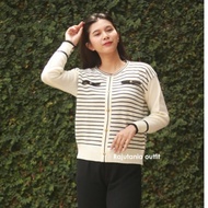 Gawon Women's Knitted Sweater with Striped Cardigan Motif, Latest Knitwear Tops