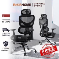 BASISHOME Ergonomic Office Chair with Lumbar Support 4D Adjustable Arms Headrest, High Back Computer Chair