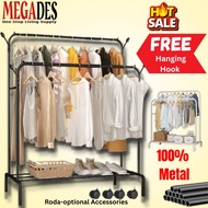 Rak Baju /Single Double Pole Strong Steel Structure Laundry Cloth Rack Organizer / Cloth Hanger Stan
