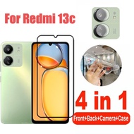 Casing Xiaomi Redmi 13C Transparent Case For Xiaomi Redmi10C Note 11 Pro Pro+ Plus Note11s 5G Red Mi 10 Pro 10 9 Pro Screen Protector Tempered Glass &amp; 3D Sticker &amp; Camera Protector