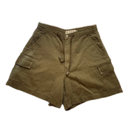 •S• Deep Olive Taupe Van Dyke Brown High Waisted Cargo Shorts