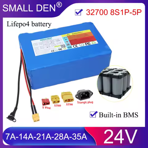 32700 Mew 24V 7AH 14AH 21AH 28AH 35AH LiFePO4 Battery Pack 8S1P-5P Built-in BMS For 25.6V UPS Power 