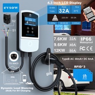 evsow EV Charging Station For Tesla Dynamic Load Blancing WIFI 32A 1P Electric Car Charger 7KW 9.6KW