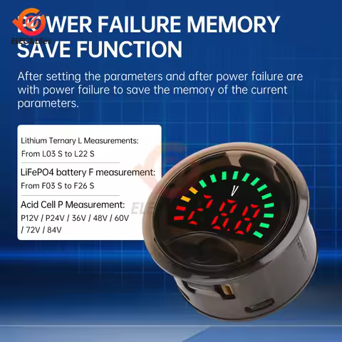 DC 7-100V LED Digital Display Round 2 Wire Voltmeter DC Car Voltage Current Meter Volt Detector Test