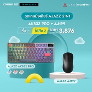 ชุดเกมมิ่งเกียร์ Black Team Ajazz AK832 Pro Low Profile TFT Screen Mechanical Keyboard + AJ199 Dual-Module Wireless Mouse รับประกันสินค้า 1 ปี