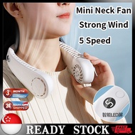 🇸🇬 [READY STOCK] Portable Neck Fan Leafless Fan USB Rechargeable Hanging Neck Fan Mini Fan Portable USB Fan Outdoor Fan
