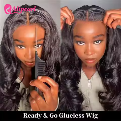 Alipearl Hair Loose Body Pre styled 4x7 and 5x5 Lace Closure Gluless Wig Pre Plucked Ready Go Human 