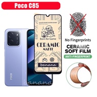 3 in 1 สําหรับ POCO C85 เคสโทรศัพท์กันกระแทกสําหรับ POCO C85 C75 เซรามิค Frosted Film + ฟิล์มเลนส์กล