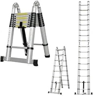 PUPUKM Telescoping Ladder 16 FT A Frame Aluminum Extension Ladder Lightweight RV Ladder with Stabili