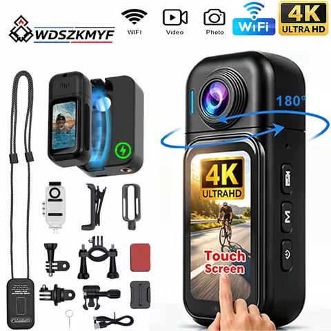 New Mini 4K Wireless WiFi Body Camera Wearable POV Vlog Recording Cam Waterproof Portable Action Cam