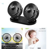 Vonl Dual-Head Electric Fan Portable Car Vehicle Fan Vehicle Mounted USB Fan Strong Wind Desk Fan fo