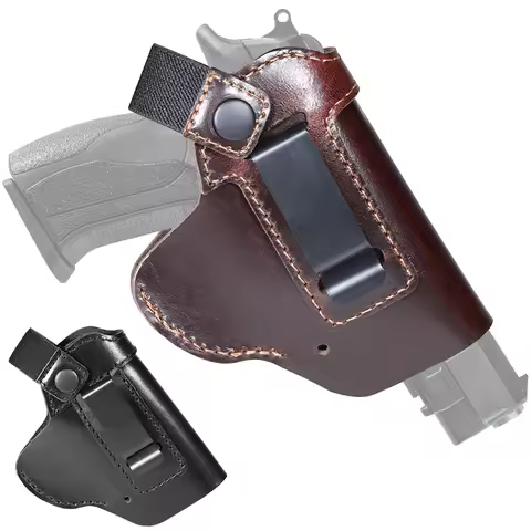 OWB Genuine Leather Gun Holster Universal Handgun Holder Pistol Holster with Belt Clip for G17 G19 G