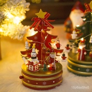 Christmas Gift Wooden Rotating Music Box Music Box Christmas Tree Decoration Christmas Gifts for Children Birthday Gift