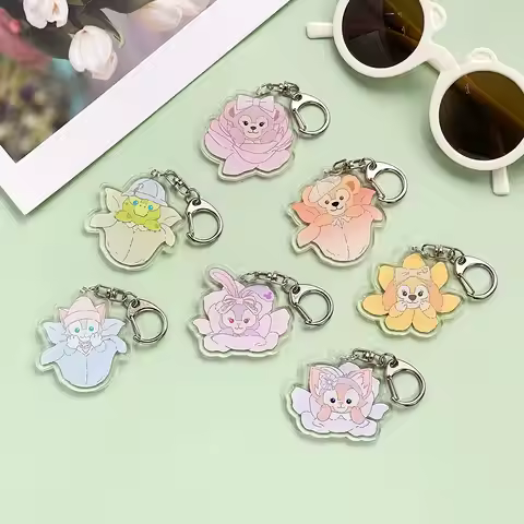 1/7Pcs Disney LinaBell Gelatoni StellaLou Acrylic Car Keychain Accessories Bag Charm Keyring Backpac