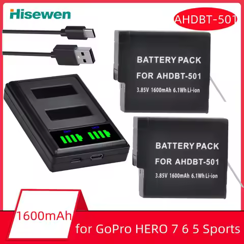 AHDBT-501 Battery Pack for GoPro Hero AHDBT 501 GoPro HERO 7 6 5 Black Sports Cam for Go Pro Hero5 B