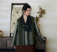 【藏地風華】新中式復古藏風 條紋毛外套