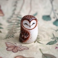 Clay owl gift figurine, barn owl figurine, barn owl art