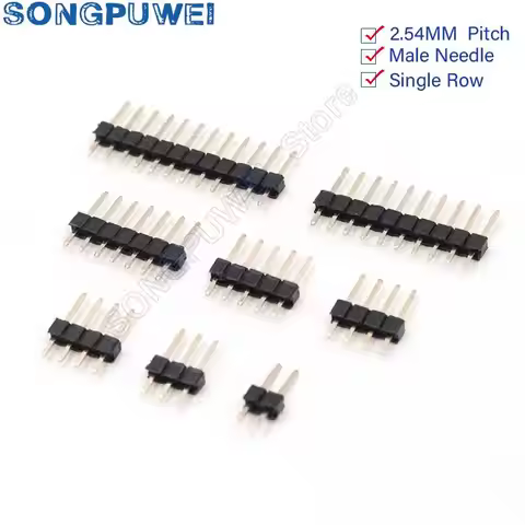 2.54 Mm 40 Pin 1x40 Single Row Male 2.54 Breakable Pin Header Connector Strip for Arduino Black 4P/8