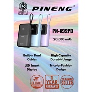 PINENG 20000mAh Built-in Dual Cable 22.5W QC & PD 3.0 Power Bank [PN-892PD] Output:10V/2.25A (22.5W)