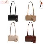 LILY Shoulder Bag, Handbag Solid Color Tote Bag, PU Leather with Mini Wallet Large Capacity Bowling 
