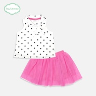 Tiny Tummies Blouse with Skirt Set Sleeveless White & Magenta Pink (GSKS- 6638 MD)