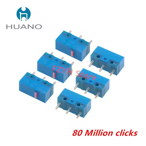100-10Pcs New HUANO Blue Shell Pink dot Mouse Micro Switch Button 80 Million Life computer game mous