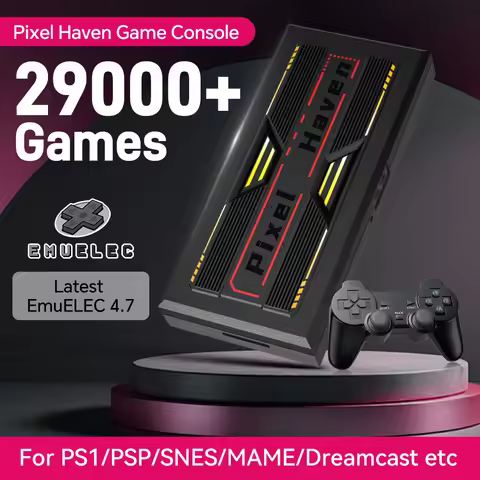 JMachen Pixel Haven Retro Video Game Console EmuELEC 4.7 OS Video Game Player with 29000+ Games for 