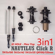 Hub 32H Cassette HG Drive Hubset NAUTILUS ClickR 32H Non Boost Hubset NAUTILUS HG Drive TA15x100