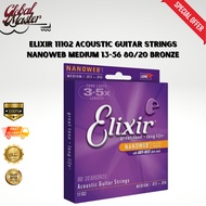 Elixir 11102 Acoustic Guitar Strings Nanoweb Medium 13-56 80/20 Bronze