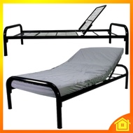 Fold Single Bed Frame Metal Adjust Position Elder Katil Besi Bujang Boleh Lipat Naik Turun Kepala Orang Tua Pesakit