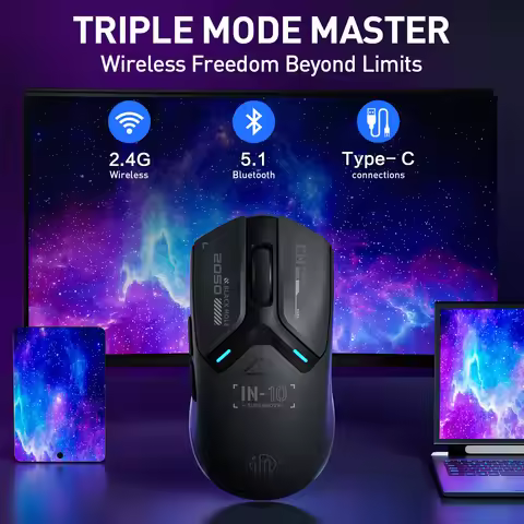 INPHIC IN10P Wireless Gaming Mouse: 26K DPI, 8K Polling, 100M Clicks, PAW3395, Triple Mode (BT/Wired