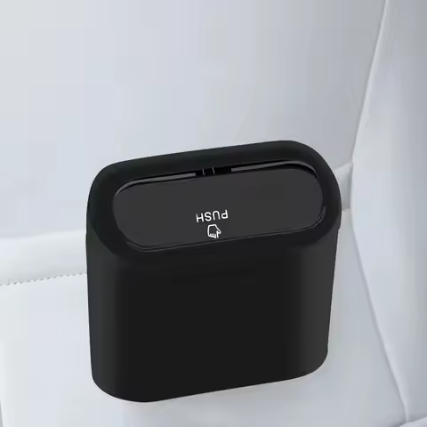 Universal Car Hanging Trash Bin | Clamshell ABS Dustbin with Pressing Lid | Black Square Garbage Can