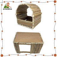 [Buymorefun] Wooden Hamster Hideout Small Animal Hideout Cage Toy Guinea Pig House for Rat Gerbil Hedgehog