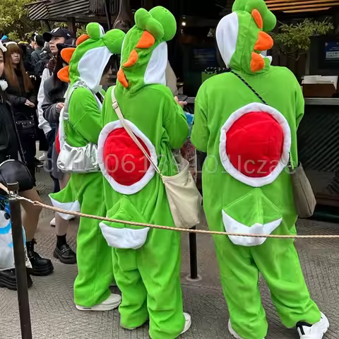 Mario Bros Yoshi Suit One Piece Pajamas Anime Men Halloween Cosplay Jumpsuit Costume Cartoon Carniva